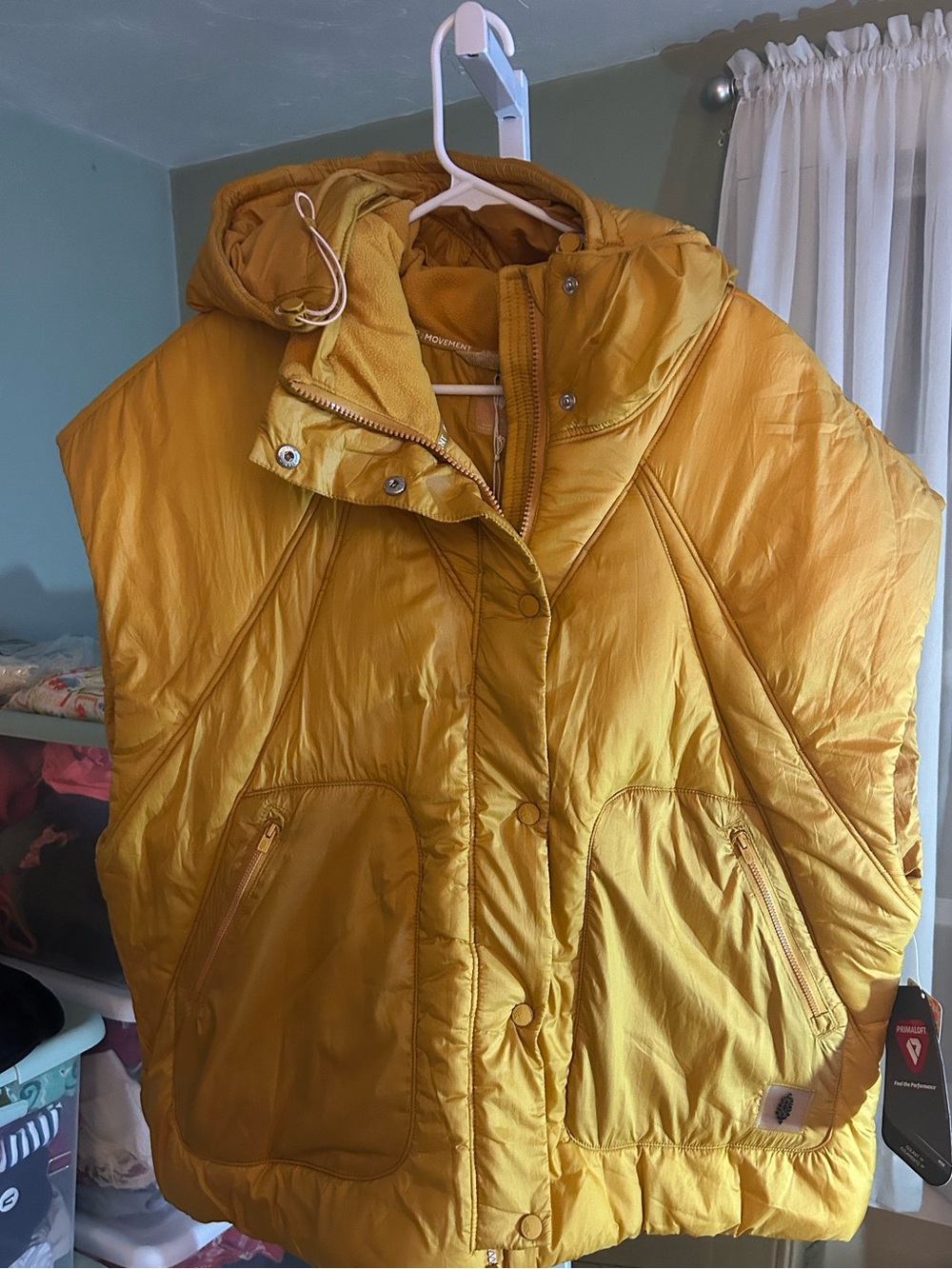 Women's Mustard Hooded Puffer Vest Jacket